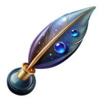 wonderful modern Floating Feather Pen with Ink Drop Transparent Background professional png