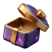 serene artistic Gift Box with Lid Open Showing Surprise Isolated Element png