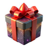 serene traditional Gift Box with Red Ribbon Angled View Isolated Element original png