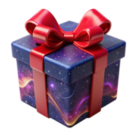 vibrant modern Gift Box with Red Ribbon Angled View Isolated Element authentic png