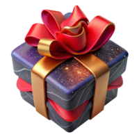 elegant artistic Gift Box with Red Ribbon Angled View Isolated Element original png