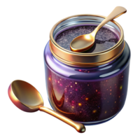 impressive contemporary Glass Jar with Jam and Spoon Transparent Background high resolution png