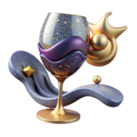 serene abstract Glass of Wine Side View Cutout png