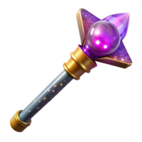 beautiful traditional Glowing Magic Wand with Sparkling Tip Transparent Background high resolution png