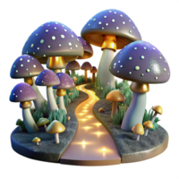 serene modern Glowing Mushrooms Lining Forest Path at Night Cutout exclusive png