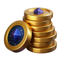 elegant minimalist Gold Coin Stack Cutout Element premium png