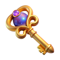 magnificent contemporary Golden Key Ornate Design Isolated on Transparent Background genuine png