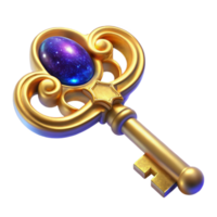 stunning minimalist Golden Key Ornate Design Isolated on Transparent Background detailed png