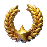 extraordinary minimalist Golden Laurel Wreath Isolated on Transparent Background high quality png