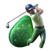 extraordinary minimalist Golfer Swinging Club Side View Cutout with Green Background detailed png
