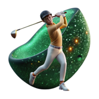 stunning traditional Golfer Swinging Club Side View Cutout with Green Background professional png