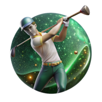 vibrant minimalist Golfer Swinging Club Side View Cutout with Green Background high resolution png