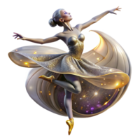 magnificent vintage Graceful Ballet Dancer Spin Transparent Background with Dramatic Shadows original png