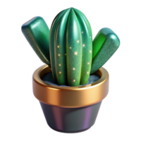 extraordinary minimalist Green Cactus in Pot Cutout Transparent Background premium png
