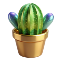 vibrant contemporary Green Cactus in Pot Cutout Transparent Background high quality png