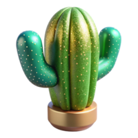 vibrant classic Green Cactus Plant Side View Isolated Element authentic png