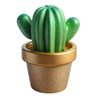 magnificent traditional Green Cactus Potted Side View Transparent Background png