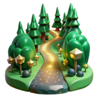 impressive modern Green Forest Path with Sunbeams Cutout Isolated Element high resolution png