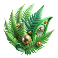vibrant modern Green Fern Leaves Unfurling Transparent Background high quality png