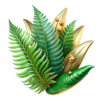 serene modern Green Fern Leaves Unfurling Transparent Background authentic png