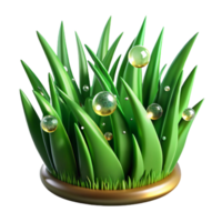 serene abstract Green Grass Blades with Dew Drops Transparent Background png
