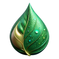 impressive vintage Green Leaf with Dewdrop Cutout authentic png