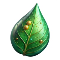 extraordinary modern Green Leaf with Dewdrop Cutout authentic png