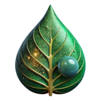 serene modern Green Leaf with Dewdrop Cutout high quality png