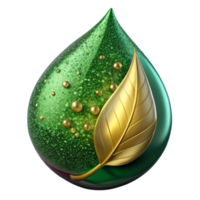serene rustic Green Leaf with Dewdrop Cutout png