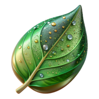 wonderful modern Green Leaf with Dewdrops Close Up Transparent Background genuine png