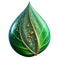wonderful modern Green Leaf with Dewdrops Close Up Transparent Background original png