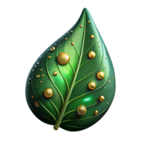 beautiful classic Green Leaf with Raindrops Close Up Isolated Element high quality png