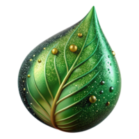 stunning abstract Green Leaf with Dewdrops Close Up Transparent Background detailed png
