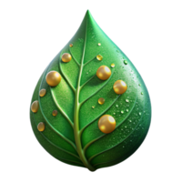 vibrant rustic Green Leaf with Raindrops Close Up Isolated Element authentic png
