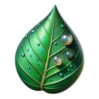 vibrant traditional Green Leaf with Water Droplets Close Up Isolated authentic png