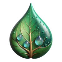 stunning minimalist Green Leaf with Water Droplets Close Up Isolated genuine png