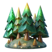 dramatic rustic Green Pine Tree Forest Scene Isolated Element high resolution png