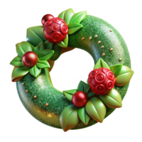 vibrant traditional Green Wreath with Red Berries Transparent Cutout original png