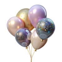 elegant contemporary Group of Balloons with Pastel Colors and Transparent Background authentic png