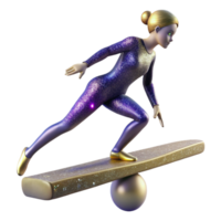 serene contemporary Gymnast on Balance Beam Isolated on Transparent Background with Graceful Pose professional png