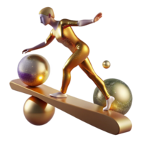 wonderful classic Gymnast on Balance Beam Isolated on Transparent Background with Graceful Pose authentic png