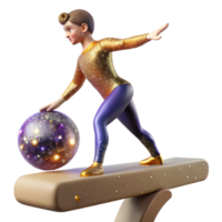 magnificent abstract Gymnast on Balance Beam Isolated on Transparent Background with Graceful Pose exclusive png