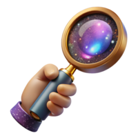 magnificent minimalist Hand Holding a Magnifying Glass Isolated on Transparent Background high quality png