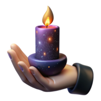 dramatic abstract Hand Holding Burning Candle in Darkness Isolated high quality png