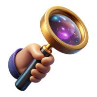 elegant abstract Hand Holding Magnifying Glass Side View Isolated professional png