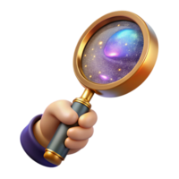 elegant contemporary Hand Holding Magnifying Glass Side View Isolated premium png