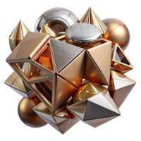 vibrant modern A dynamic composition of fragmented, geometric shapes, with metallic textures and reflections, in a futuristic, abstract style high quality png