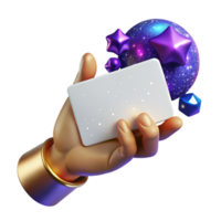 vibrant abstract Hand Holding Out Blank White Card Isolated authentic png