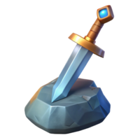 impressive rustic A gleaming longsword, embedded in a stone high resolution png