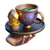 serene vintage Hand Holding Teacup Side View Cutout Element detailed png